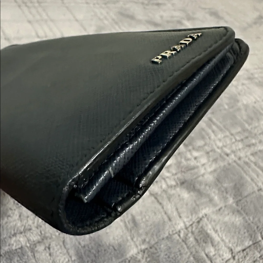 Prada Midnight Blue Leather Bifold Wallet